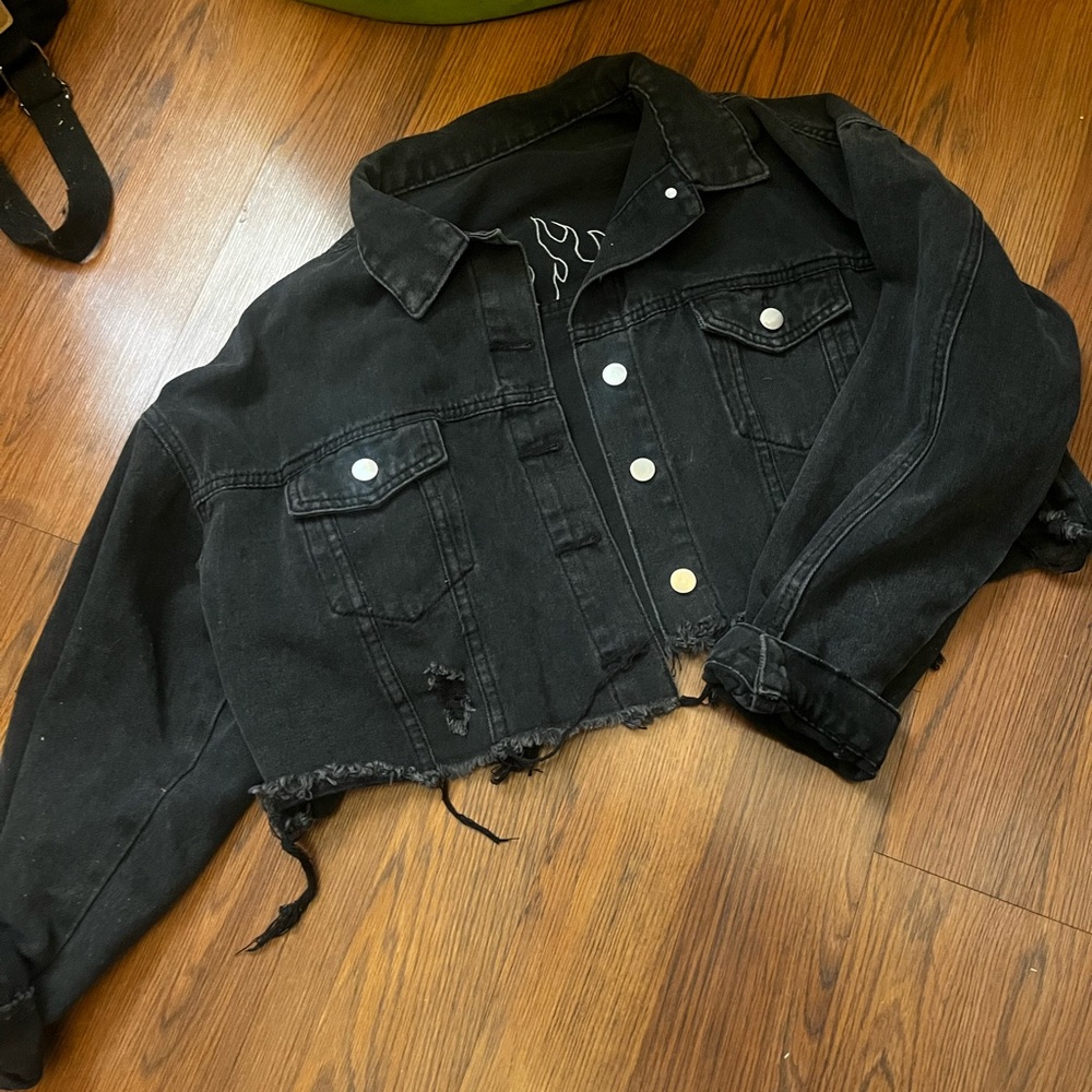 Black Denim Cropped Jacket